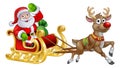 Santa Sleigh Christmas Cartoon Royalty Free Stock Photo