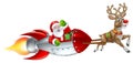 Santa Rocket Sleigh Christmas Cartoon Royalty Free Stock Photo