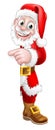 Santa Claus Christmas Cartoon Peeking Pointing Royalty Free Stock Photo