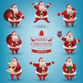 Santa Claus christmas character set. Santa with different gestures and gifts. For Christmas cards, banners, tags and Royalty Free Stock Photo