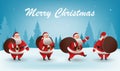 Santa Claus christmas character set. Santa with different gestures and gifts. For Christmas cards, banners, tags and Royalty Free Stock Photo