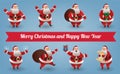 Santa Claus christmas character set. Santa with different gestures and gifts. For Christmas cards, banners, tags and Royalty Free Stock Photo