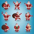 Santa Claus christmas character set. Santa with different gestures and gifts. For Christmas cards, banners, tags and Royalty Free Stock Photo