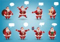 Santa Claus christmas character set. Santa with different gestures and gifts. For Christmas cards, banners, tags and Royalty Free Stock Photo