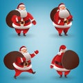 Santa Claus christmas character set. Santa with different gestures and gifts. For Christmas cards, banners, tags and Royalty Free Stock Photo