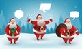 Santa Claus christmas character set. Santa with different gestures and gifts. For Christmas cards, banners, tags and Royalty Free Stock Photo