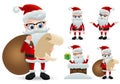 Santa claus christmas  character set. Santa claus vector characters holding and reading wish list while carrying sack. Royalty Free Stock Photo