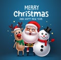 Santa claus christmas character vector greeting card concept. Merry christmas greeting text.