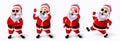Santa claus christmas character vector set. Cute and jolly santa claus 3d characters in standing, running and waving pose.
