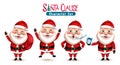 Santa claus christmas character vector set. Santa claus in 3d characters giving gift, waving and laughing pose and gesture.