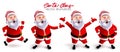 Santa claus christmas character vector set. Santa claus 3d jolly characters in running, standing and cheerful post and gestures. Royalty Free Stock Photo