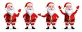 Santa claus christmas character vector set. Santa claus in 3d realistic characters with waving and friendly gestures in smiling.