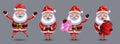 Santa claus christmas characters vector set. Santa claus in 3d cute characters with standing, jumping and joyful pose and gesture.