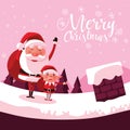 Santa claus christmas in chimney with helper Royalty Free Stock Photo