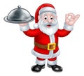 Santa Claus with Christmas Food Plate Royalty Free Stock Photo