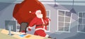 Santa Claus Christmas Holiday Big Present Bag Gift Coming To Home Royalty Free Stock Photo