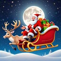 Santa claus christmas joy gift giving sleigh ride flying reindeer Royalty Free Stock Photo