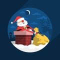 Santa Claus Christmas night on the roof Royalty Free Stock Photo
