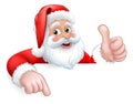 Santa Claus Christmas Peeking Pointing Cartoon Royalty Free Stock Photo