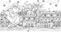 Santa Claus Christmas Street Scene Coloring Page