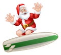 Santa Claus Christmas Surfing Surf Board Cartoon Royalty Free Stock Photo