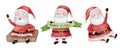 Santa claus . Christmas theme . Watercolor paint cartoon characters . Isolated . Set 6 of 15 . Vector Royalty Free Stock Photo