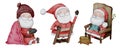 Santa claus . Christmas theme . Watercolor paint cartoon characters . Isolated . Set 13 of 15 . illustration Royalty Free Stock Photo