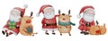 Santa claus . Christmas theme . Watercolor paint cartoon characters . Isolated . Set 15 of 15 . illustration