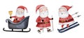 Santa claus . Christmas theme . Watercolor paint cartoon characters . Isolated . Set 3 of 15 . Vector Royalty Free Stock Photo