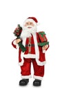 Santa Claus with Christmas tree and gift box isolated