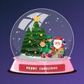 Santa Claus and Christmas tree in snowdome Royalty Free Stock Photo