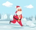 Santa claus christmas weight loss outdoor running health care run park cardio app smartphone cartoon fitness character