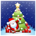 Santa Claus into Christmas winter scene Royalty Free Stock Photo