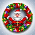 Santa Claus with a Christmas wreath