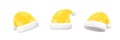 Santa Claus Christmas Yellow Hat Set. Christmas and New Year element of traditional costume. Realistic 3d mocup design element in