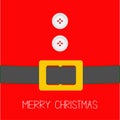 Santa Claus Coat with fur, buttons and belt. Merry Christmas background card Flat design Royalty Free Stock Photo