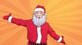 Santa Claus On Colorful Pop Art Comic Background Christmas Poster Design Royalty Free Stock Photo