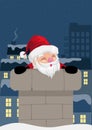 Santa Claus coming out from chimney Royalty Free Stock Photo