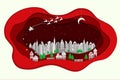 Santa Claus is coming to town on red paper art abstract backgroud Royalty Free Stock Photo
