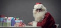 Santa Claus connecting with his laptop Royalty Free Stock Photo