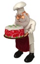 Santa Claus Cook 3D Illustration in Cartoon Stule Isolated On White