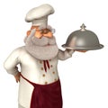 Santa Claus Cook 3D Illustration in Cartoon Stule Isolated On White