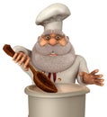 Santa Claus Cook 3D Illustration in Cartoon Stule Isolated On White