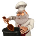 Santa Claus Cook 3D Illustration in Cartoon Stule Isolated On White