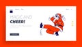 Santa Claus Cossack Dancing in Squatting Position Landing Page Template.Christmas Character Performing Xmas Dance