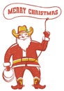 Santa Claus in coywboy boots twirling a lasso Royalty Free Stock Photo