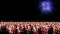 Santa Claus Crowd Dacing, Christmas Party, fireworks display