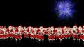 Santa Claus Crowd Dacing, Christmas Party Merry Christmas Shape, fireworks display