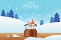 Santa Claus crystal ball and winter scenery background. Merry Christmas and Happy New Year with  banner vector illustration Royalty Free Stock Photo