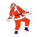 Santa Claus Dance at Party or Xmas Celebration. Christmas Character in Red Costume Dancing Performing Cool Motions